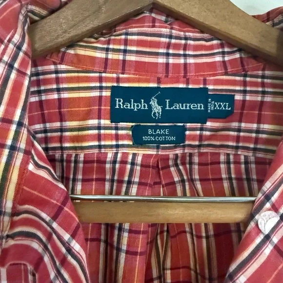 Ralph Lauren “Blake” Red and Yellow Plaid Button Down Shirt Mens size XXL - Picture 3 of 10